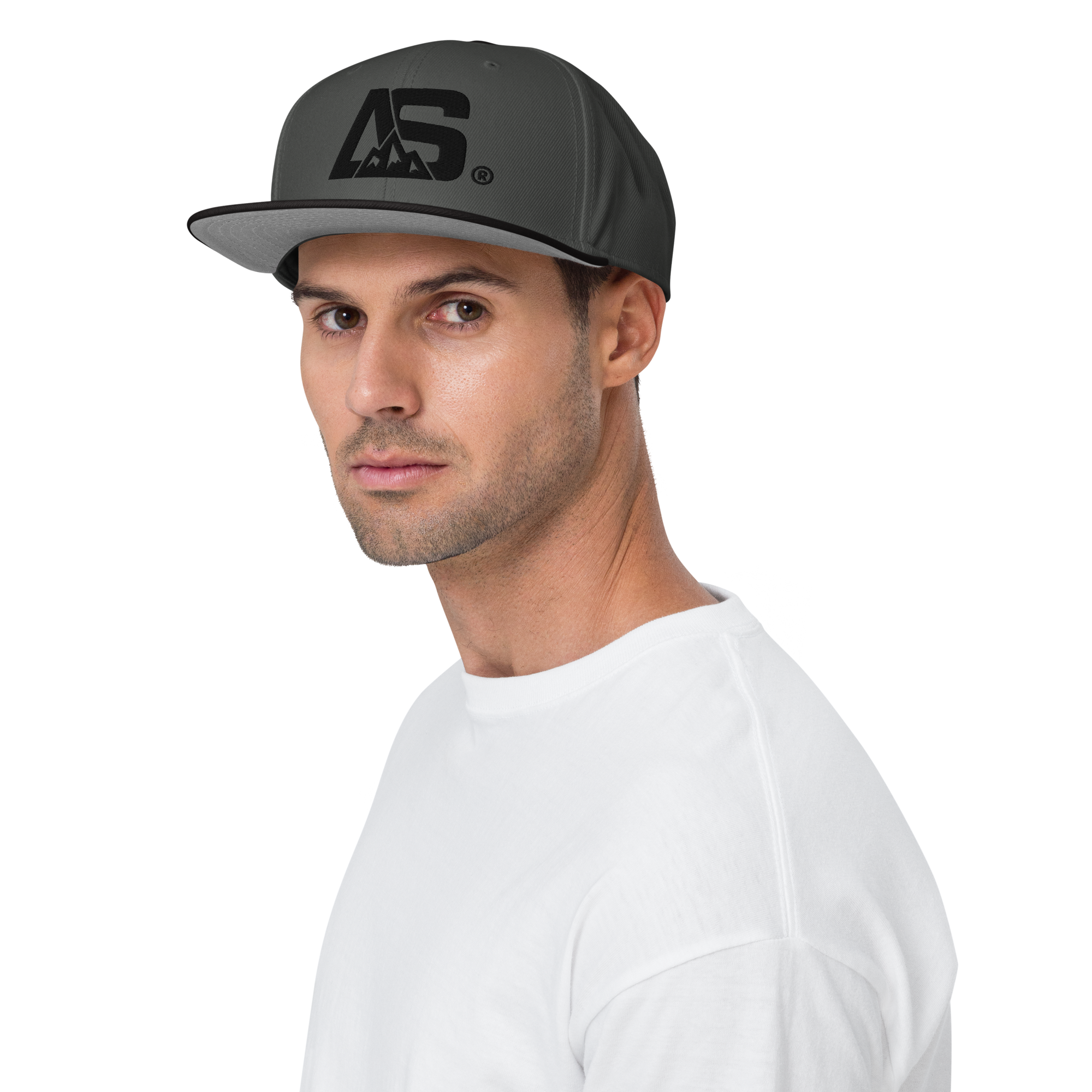 ALPINSTOFF® × OTTO Cap – AS Monogram Snapback (Black Embroidery)