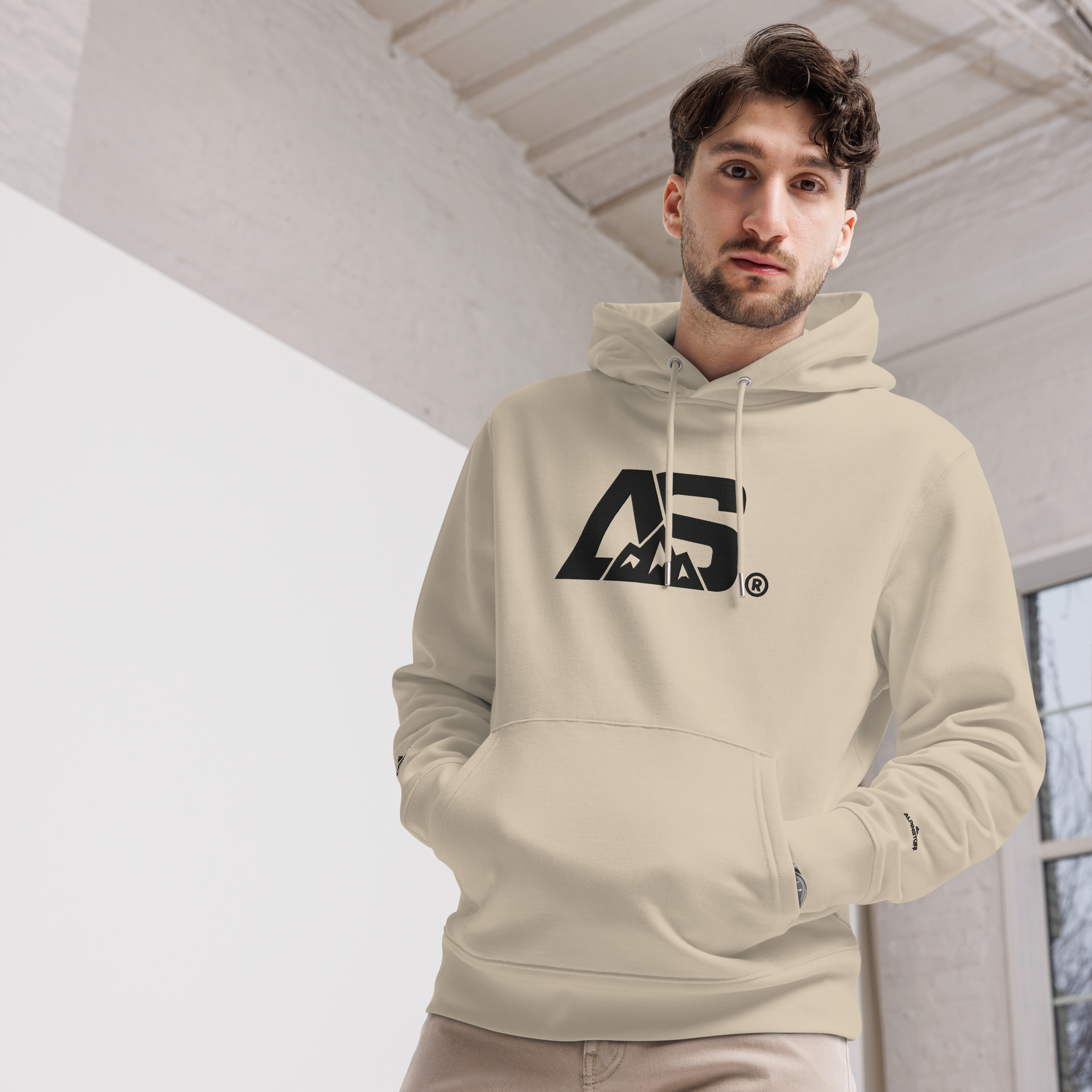 ALPINSTOFF® Essential Eco Hoodie – AS Embroidered Edition (Black Stitch)
